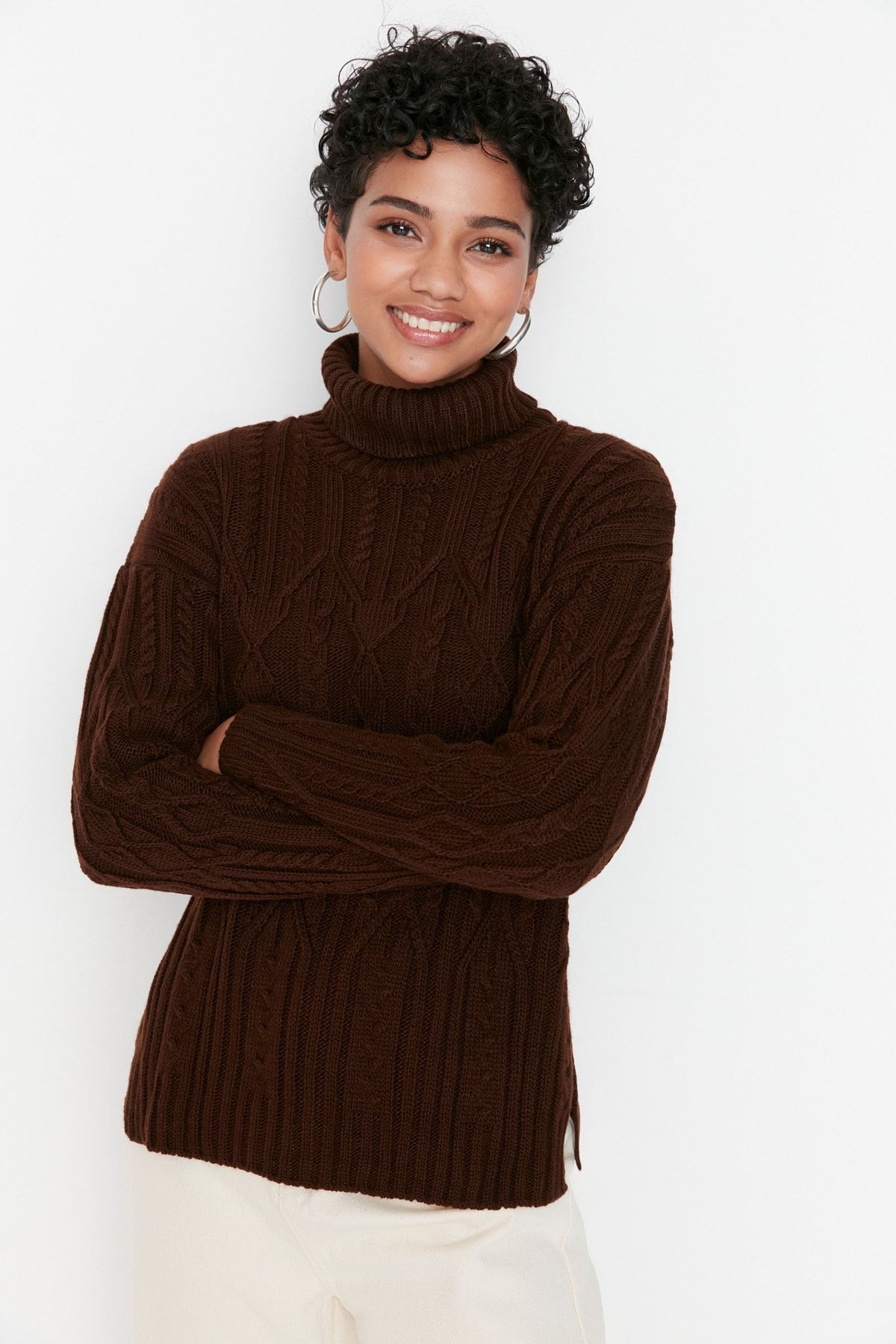 Trendyol Collection Pullover Braun Regular Fit