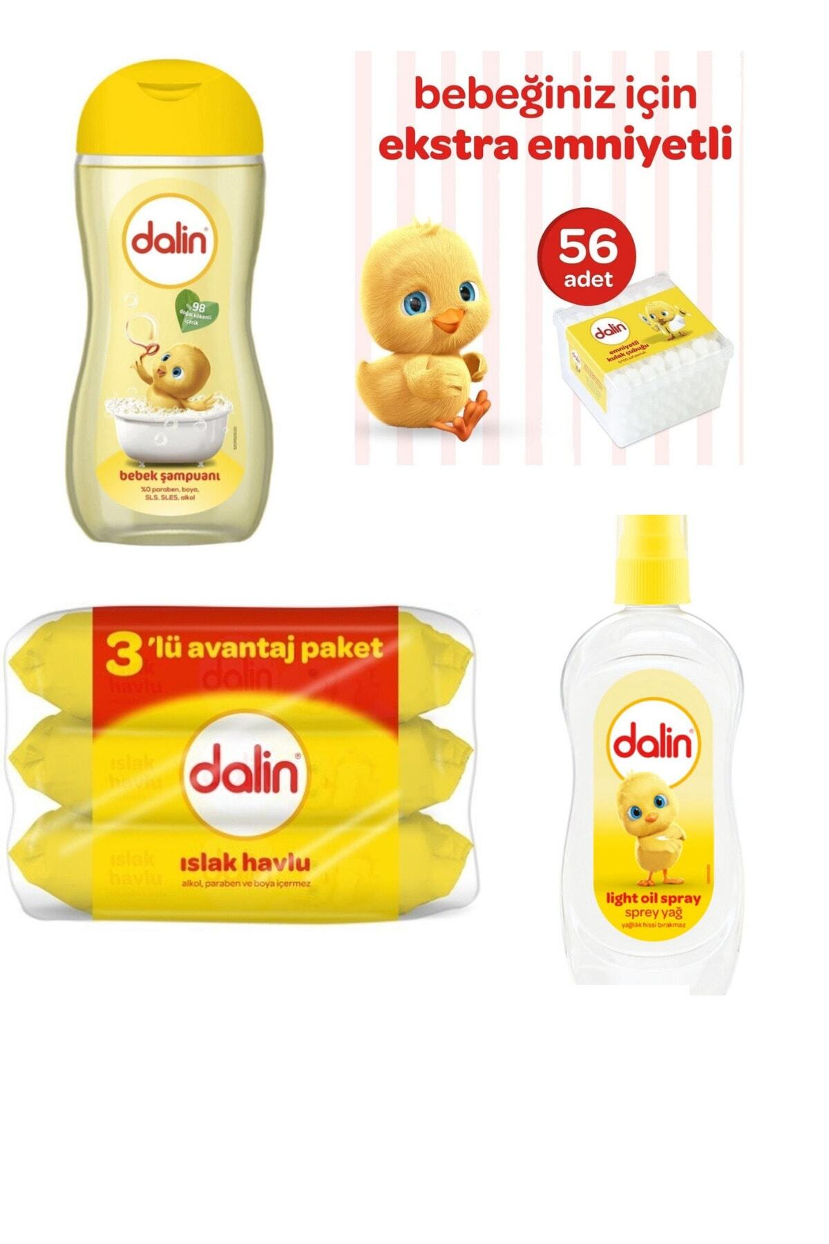Dalin Bebek Bakım Seti - Şampuan+bebek Yağı+ıslak Havlu+kulak Temizleme Çubuğu - Ekonomik Paket