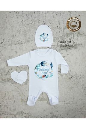 Te22 Isimli Erkek Bebek Tulum Şapka Eldiven Set HLS023124589