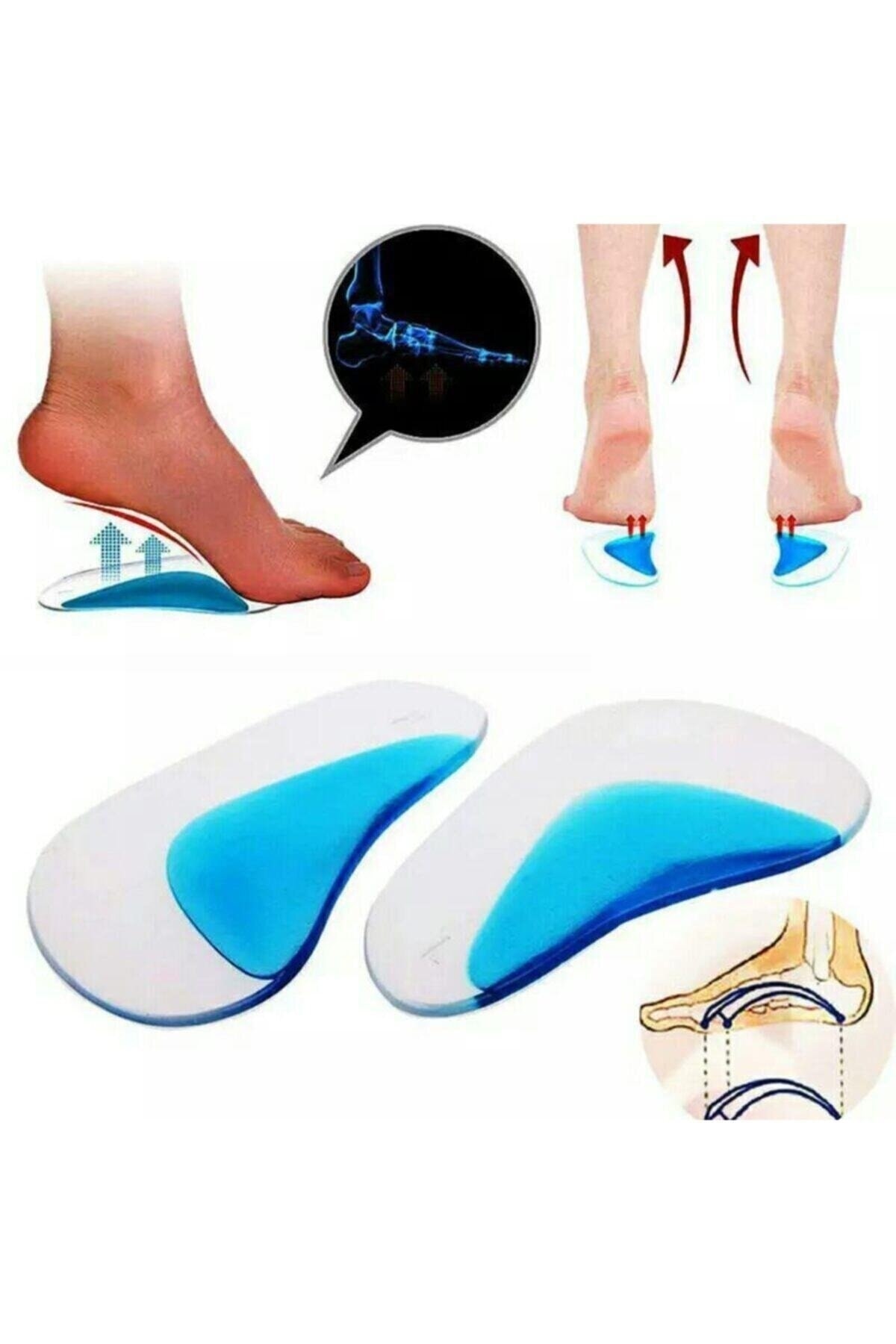 Ark Desteği Jel Düz Tabanlık Silikon Ayak Tabanı Boşluk Doldurucu