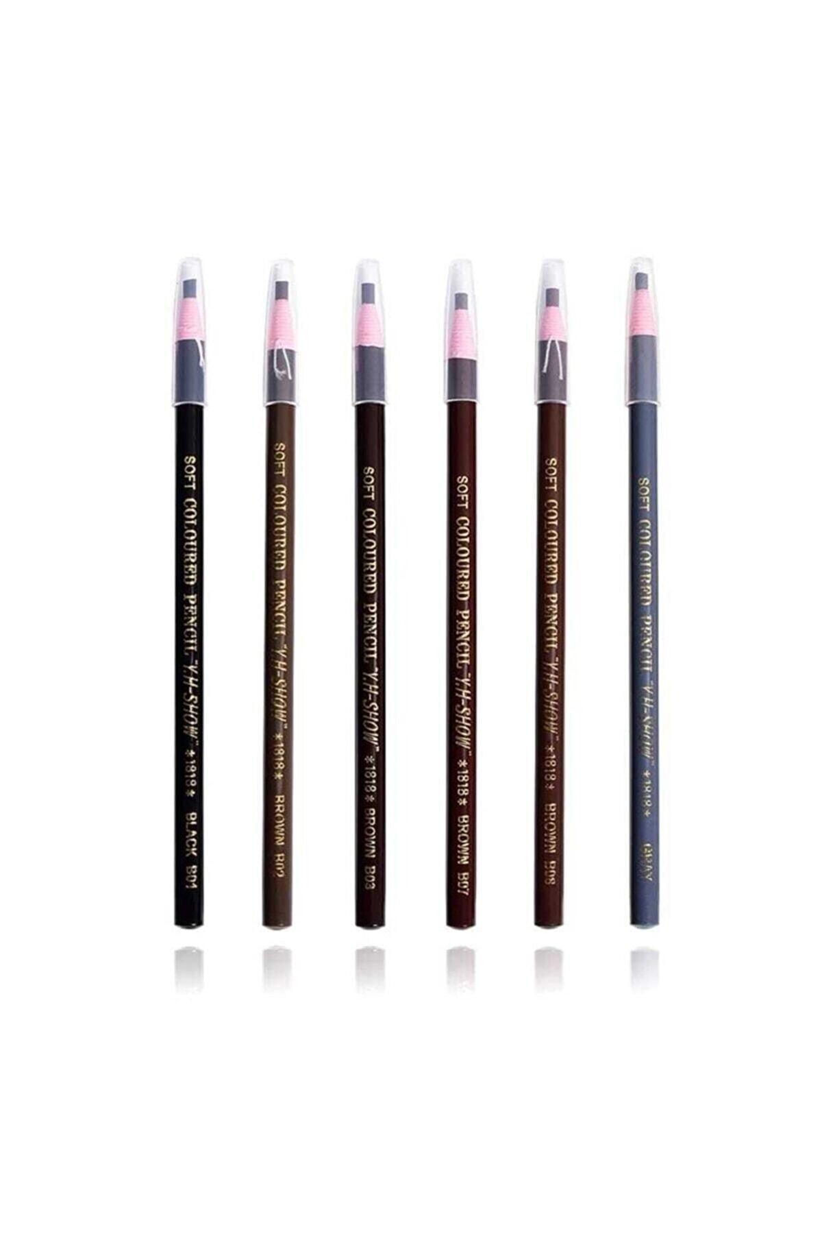 alaraycosmetics Microblading Ipli Tasarım Kalemi - Işaretleme Kalemi - 6 Adet Karışık Renk — قهوهای ipliklm6