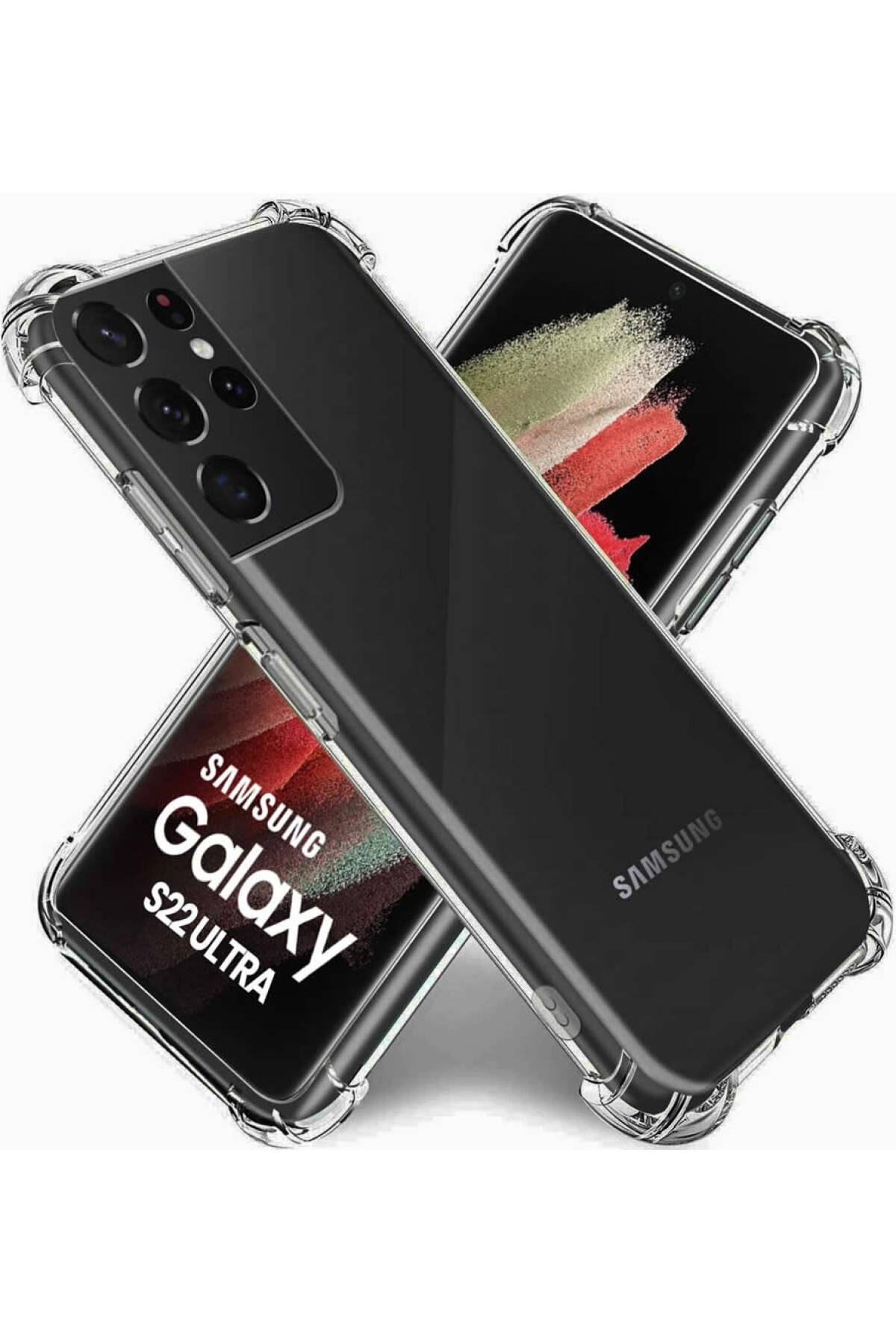Samsung Galaxy S22 Ultra Kapak Köşe Korumalı AirBag Antishock Şeffaf Silikon Kılıf
