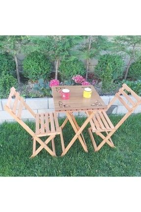 Ahşap Bistro Katlanır Masa Sandalye Takımı Dekoratif Lazer Kesim Desenli Ev Bahçe Balkon Mobilyası GS-001