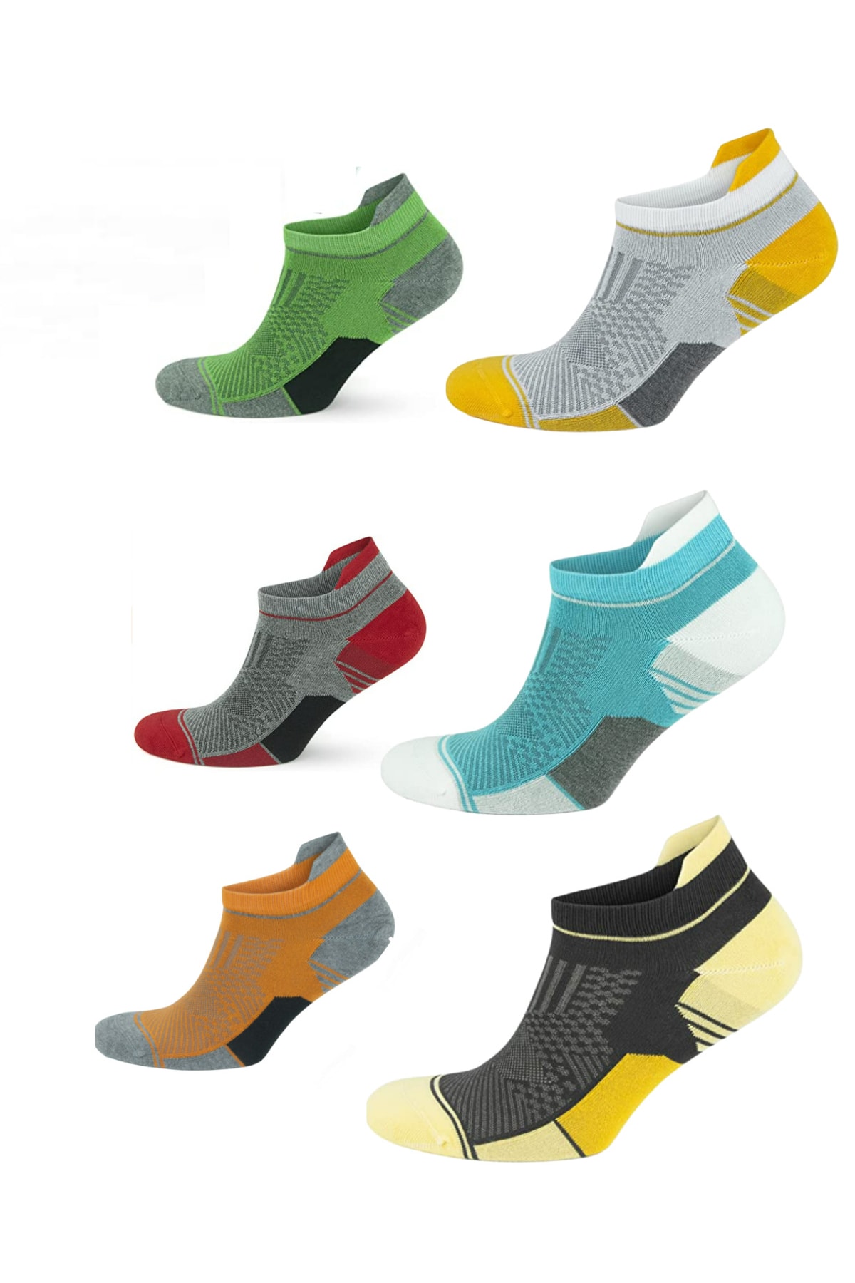 socksbox 6'lı Bambu Renkli Güçlendirilmiş Yıkamalı Dikişsiz Yürüyüş Koşu Spor Patik Erkek Çorap/set4