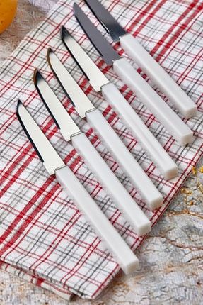Lüks Meyve Bıçağı Seti Beyaz 6 Parça Bıçak Takımı Kare Saplı Meyve Bıçağı lüxbıçakbeyaz