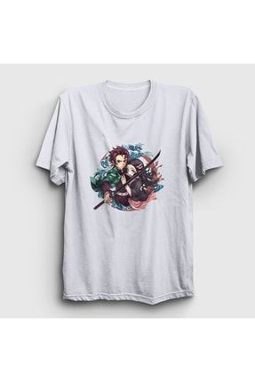 Unisex Beyaz Tanjiro Nezuko Anime Demon Slayer Kimetsu No Yaiba T-shirt 308900tt