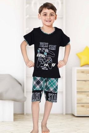 Erkek Çocuk Pamuklu Tarz Alt Üst Pijama Takımı ADA8739-3