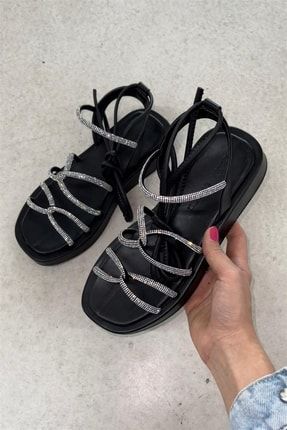 Miya Taş Detay Bilek Bağlamalı Kadın Sandalet - Siyah SH001295