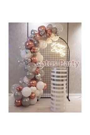 50 Adet Balon Zinciri Seti ( Beyaz - Gümüş - Şeffaf Balon - Krom Rose Gold Balon ) LTS-BLN0615