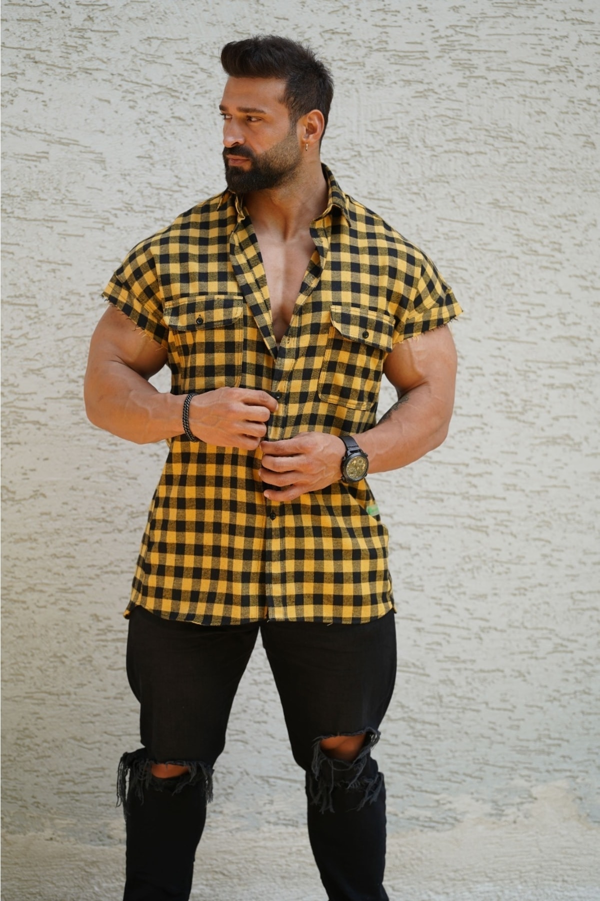 Gym Plaıd Oduncu Spor Gömlek - Sarı — زرد GYMPLDOSGS — تصویر 3 از 8
