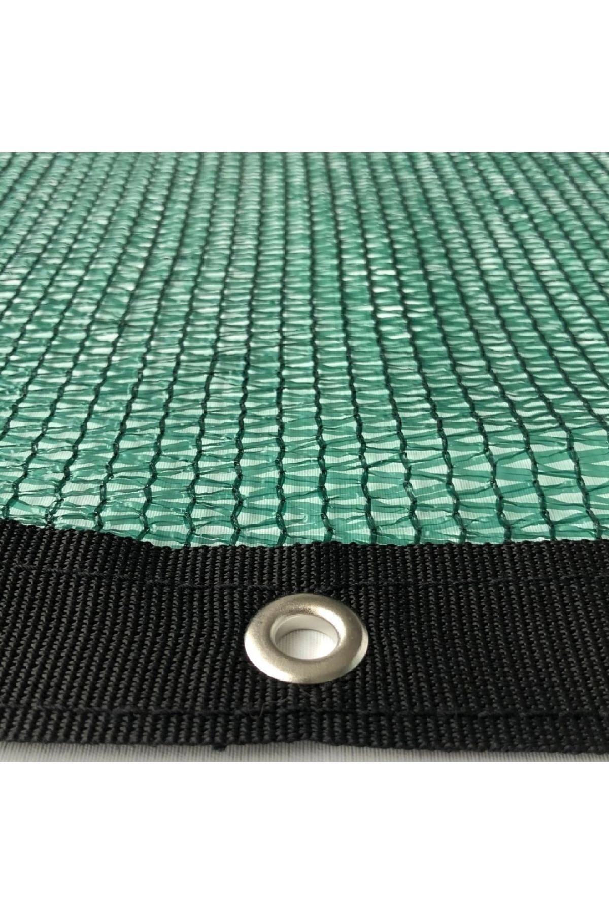 %55'lik 2m X 2m Gölgelik-bahçe Çit Filesi-premium Siyah Şeritli Halkalı - Yeşil 2