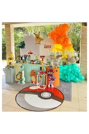 100 Adet Pokemon Temalı Balon Zinciri Seti ( Turuncu - Sarı Gri - Mint Yeşili Balon ) LTS-BLN0623