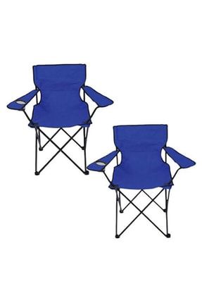2 Adet Mavi Katlanabilir Kamp Sandalyesi Piknik Sandalyesi Plaj Sandalyesi Taşıma Çantalı 16677