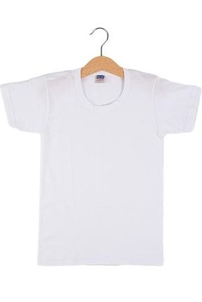 1502 Erkek Çocuk Kısa Kollu Atlet Beyaz Pamuklu Iç Giyim Üst Fanila ST23516