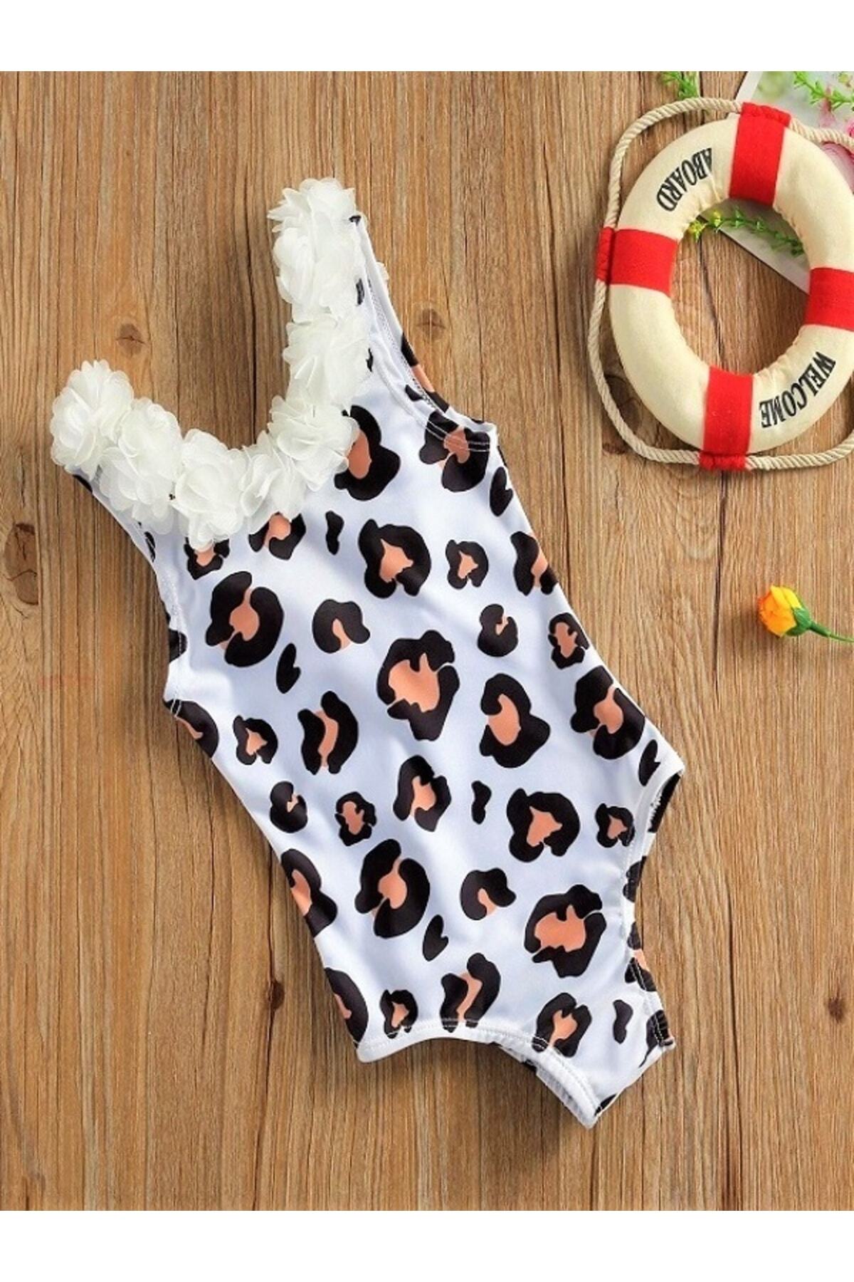 Girls Swimwear - Neck Flower Detailed