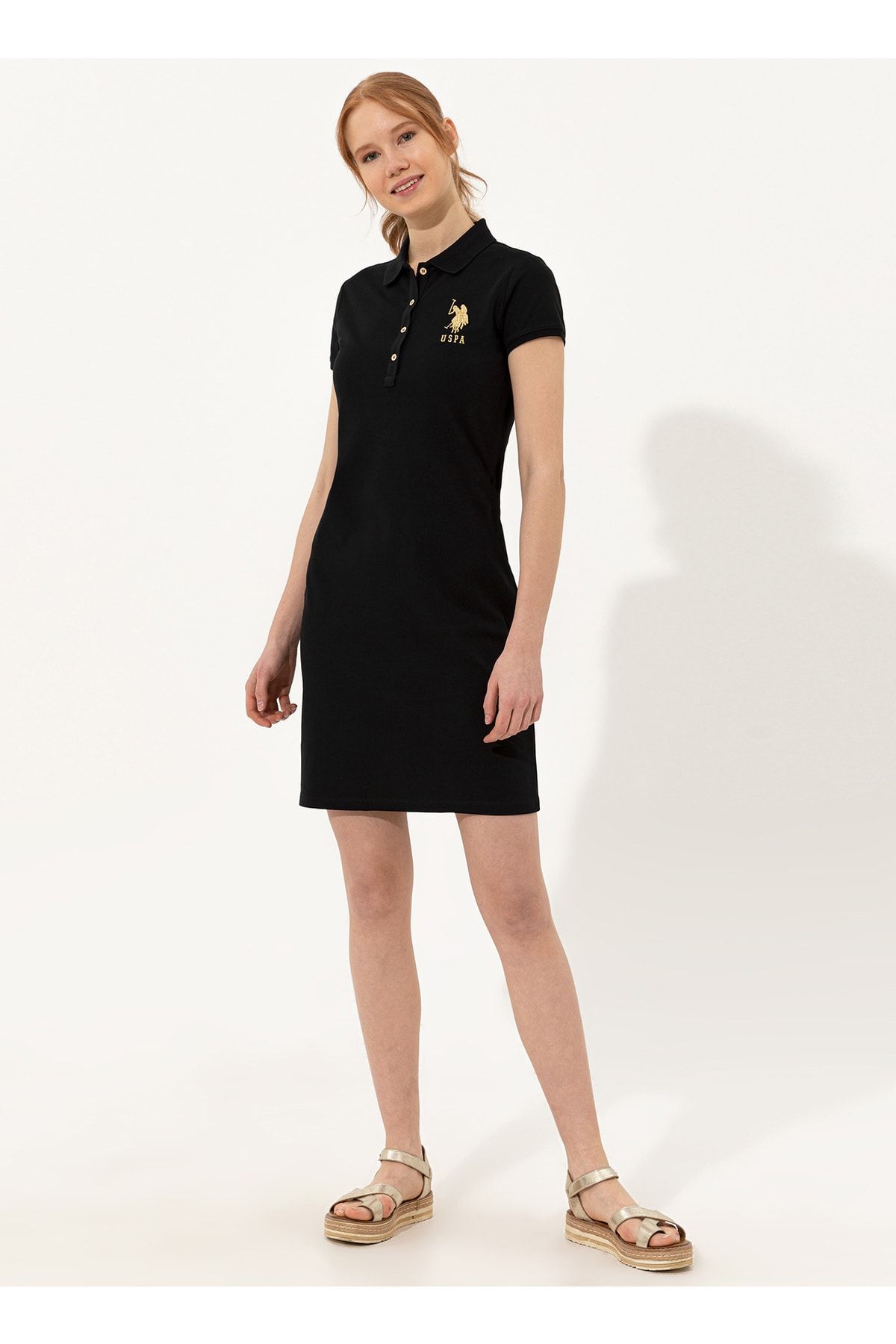 U.S. Polo Assn. Mts02222 075 Polo Collar Standard Mold Plain Black