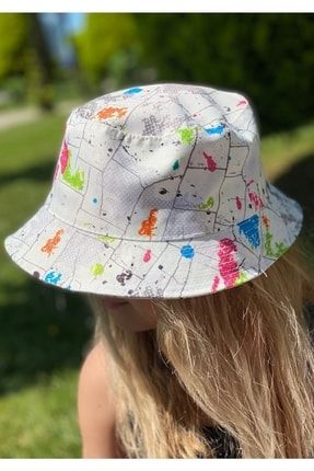 Yeni Trend Yaz Modası Rengarenk Boya Desenli Bucket Baget Şapka Yetişkin Kadın Büyük Çocuk Şapkası 593773-226