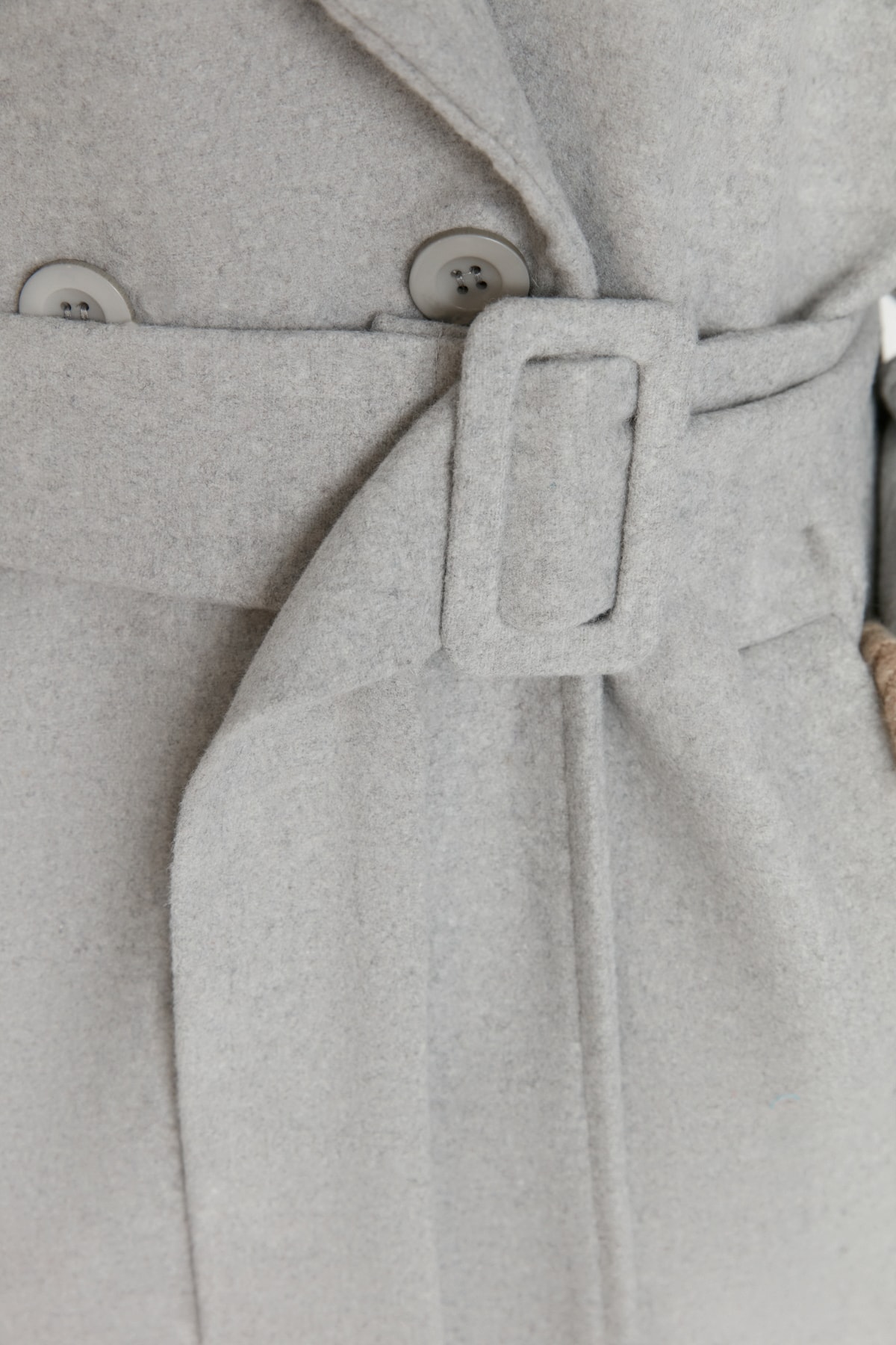 Trendyol Collection Szary, oversize, długi, wełniany płaszcz typu oversize z paskiem TWOAW22KB0015