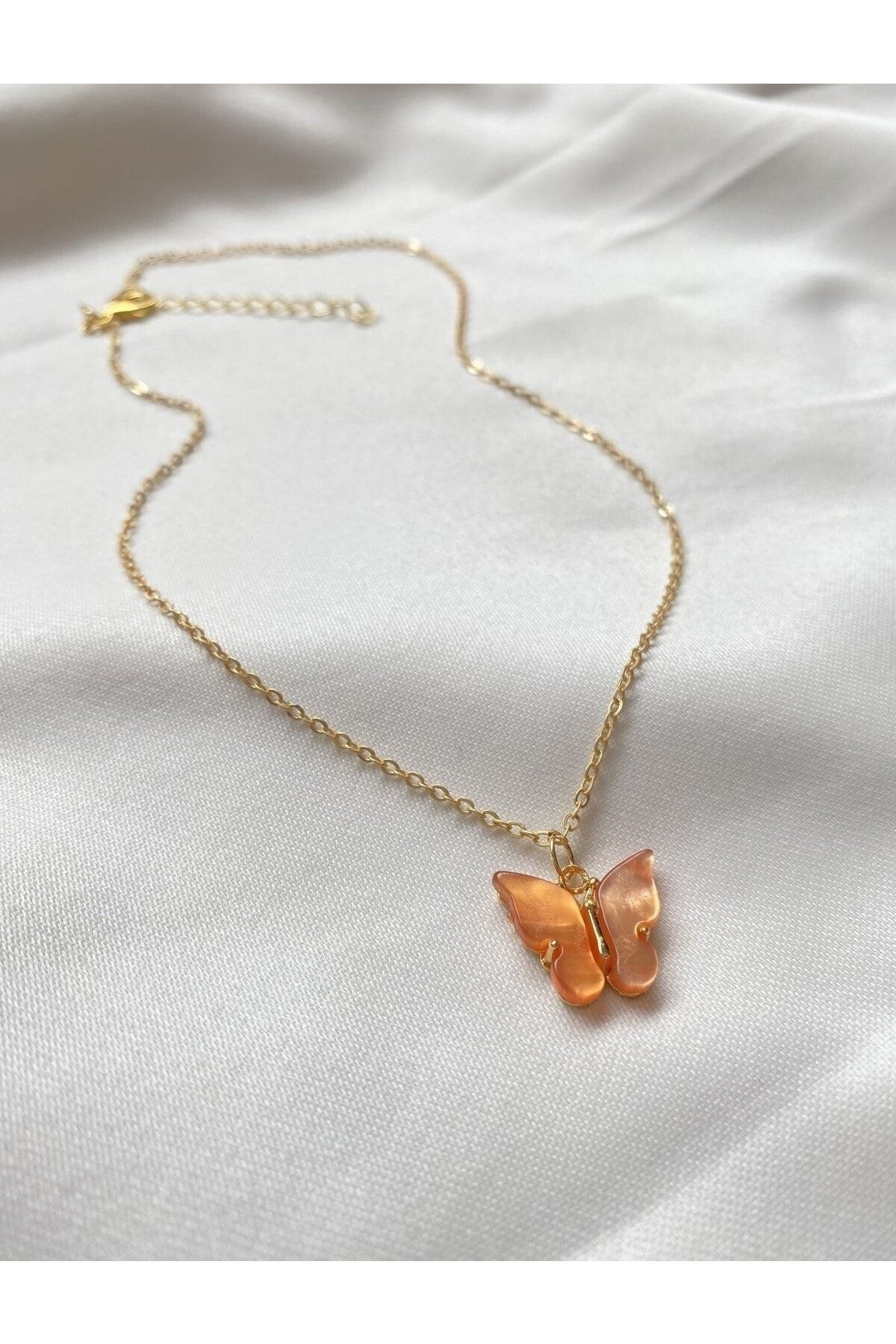 Orange butterfly deals necklace
