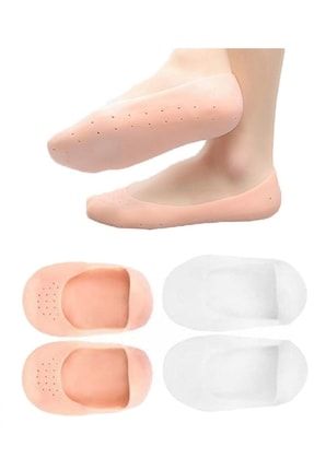Patik Ayak Topuk Çatlak Çorabı Silikon Patik Beyaz Renk Çorap YKMZSRP1