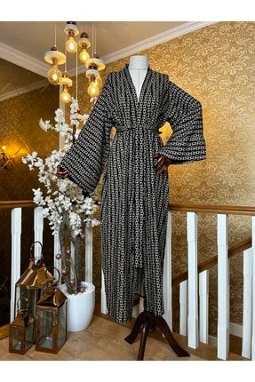 Pamuklu Viskon Uzun Kimono Kadın Yazlık Kimono Tesettür Giyim 5091elthi