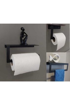 Siyah Metal Tuvalet Kağıdı Askılığı , Havluluk Ve Kağıt Havluluk Set 20160004