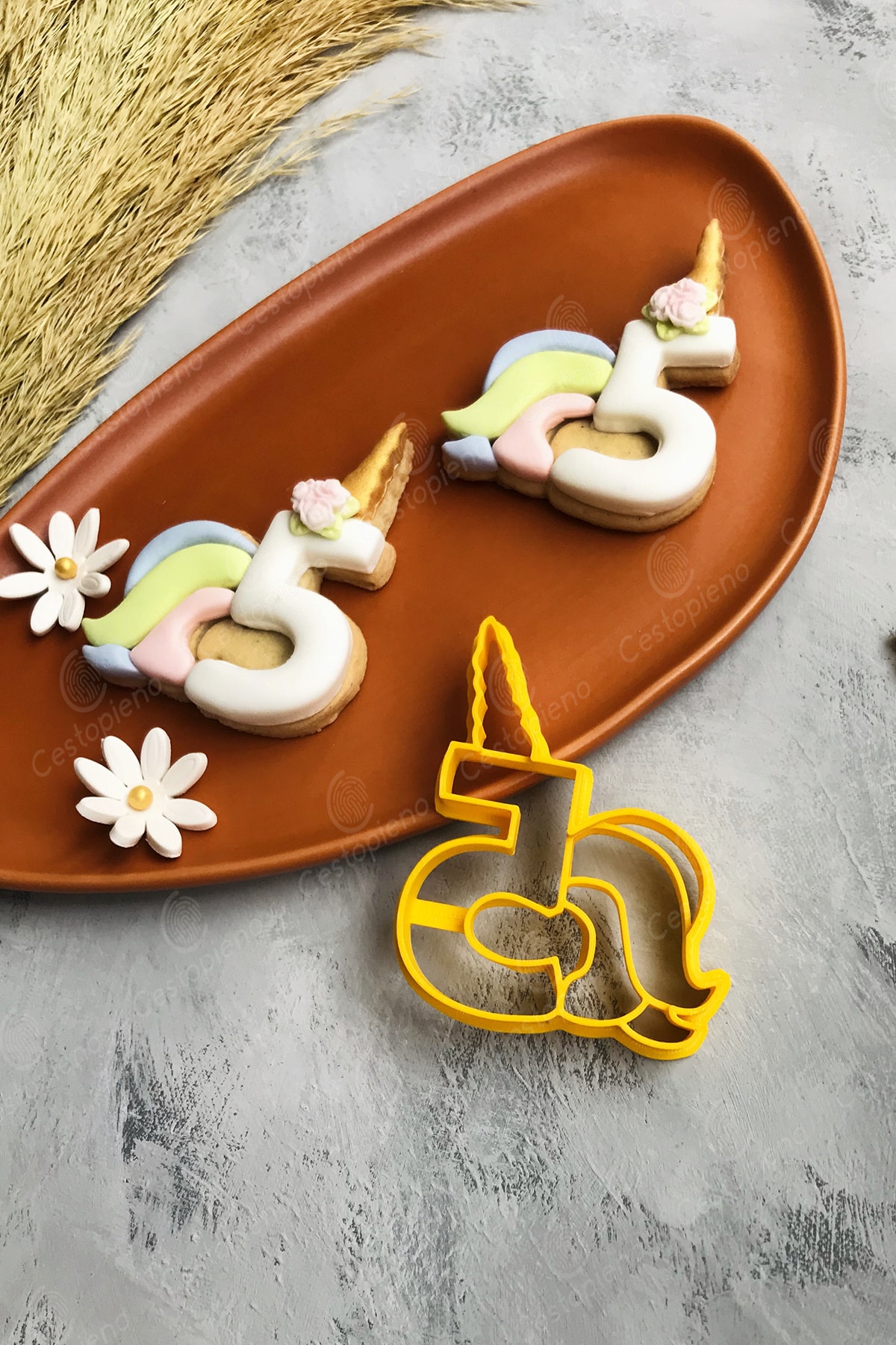 Unicorn Number 5 Cookie Mold