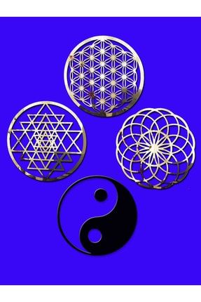 Yaşam Çiçeği,sriyantra,torus Ve Ying Yang 4'lü Set Kutsal Geometrik Şekiller 49x49cm GS 49LUK 4LÜ YAŞAM SET