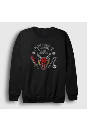 Unisex Siyah Hellfire Club Dizi Stranger Things Sweatshirt 309553tt
