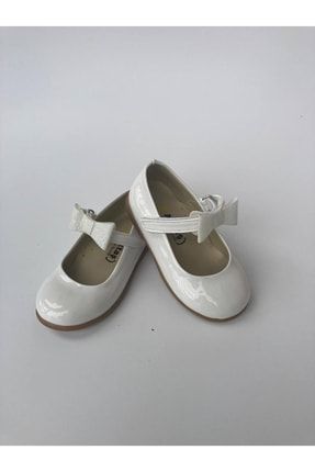 Kız Çocuk Çırt Fiyonklu Beyaz Rugan Ortopedik Babet Ayakkabı AKTAŞ1005