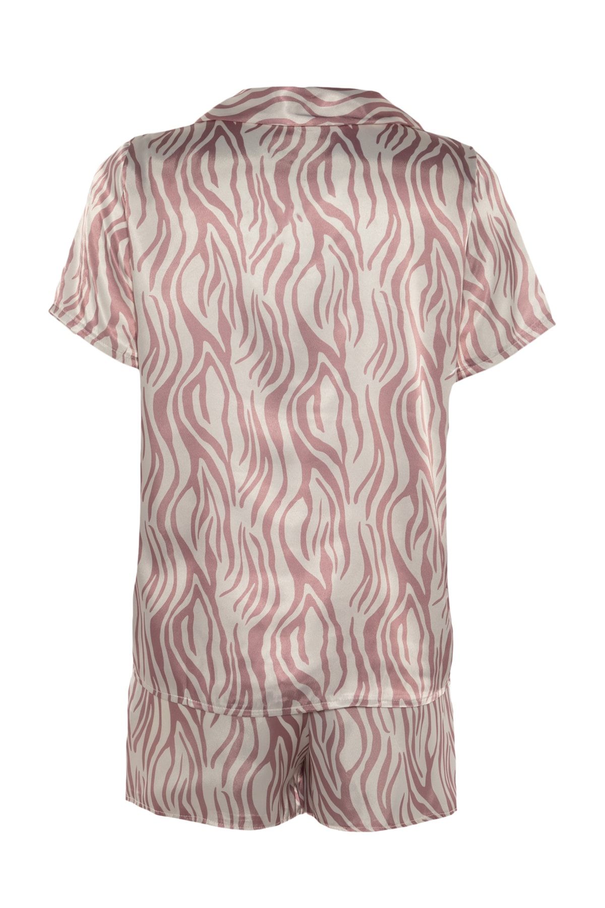Bej Leopar Desenli Saten Dokuma Pijama Takımı THMSS20PT0158