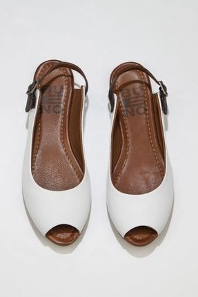 Beyaz Taba Deri Kadın Sandalet 01WJ2100