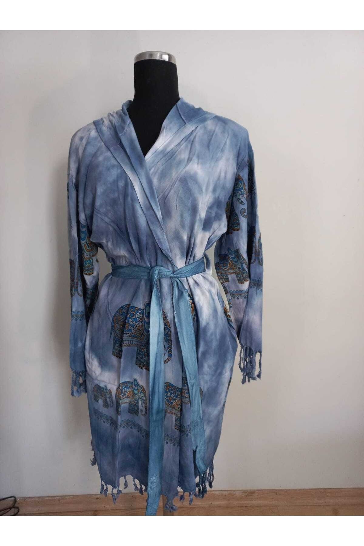 Fil Desenli Batik Peştemal Bornoz