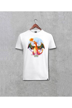 Pokemon Charizard Tasarım Baskılı Unisex Beyaz Tişört 07drk1116787712
