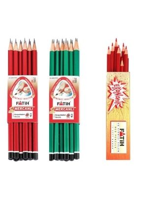 Kurşun Kalem Mercanlı 24 Adet + Kırmızı Kalem 12 Adet kalem464