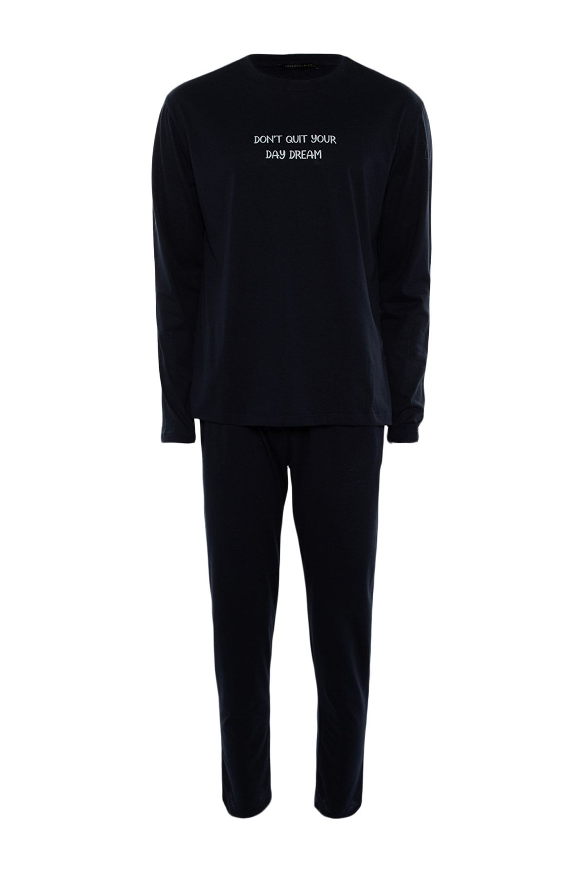TRENDYOL MAN Erkek Lacivert Baskılı Regular Fit Örme Pijama Takımı TMNAW23PT00001 ZR10613
