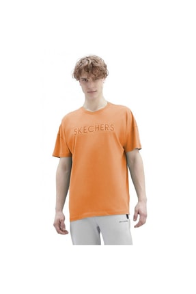 Skechers Turuncu Renk Baskılı Pamuklu Oversize Erkek Tshirt 7645675754675674