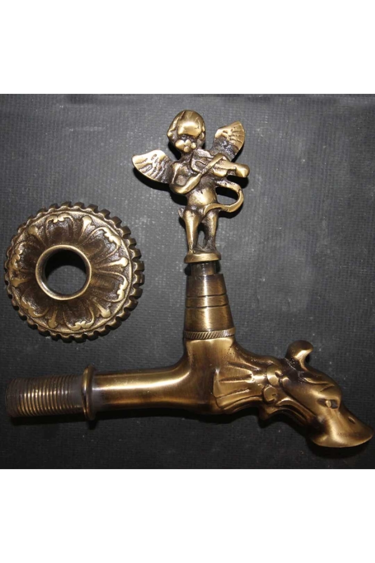 SİPAHİMARBLE Antik Eskitme Melek Figürlü Musluk - Ejderha Başlı