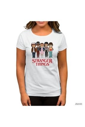 Stranger Things Crew Beyaz Bayan Tişört ZB2030