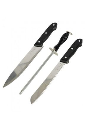 Et Bıçağı, Ekmek Bıçağı, Masat, Siyah Saplı 3'lü Bıçak Seti EBEBM3