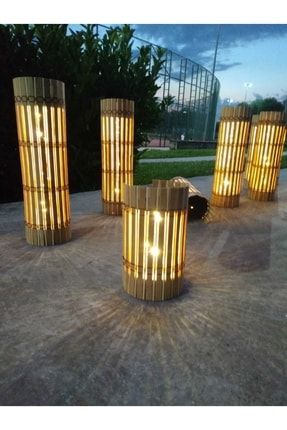 2'li Ledli Dekoratif Bambu Aplik (Pilli) Gece Lambası hrf1306bmb2
