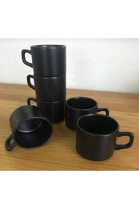 8 Cm Stackable Çay/nescafe Fincanı Siyah 6 Lı 686