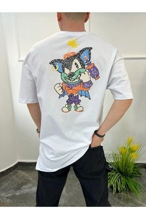 Arka Sonic Desenli Beyaz Tshirt P-001599
