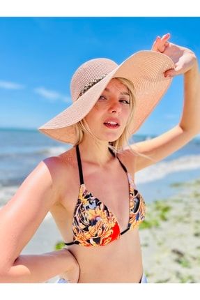Yeni Sezon Kadın Boncuklu Hasır Plaj Şapkası A1977