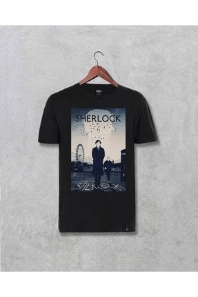Sherlock Holmes Özel Tasarım Baskılı Unisex Siyah Tişört 1135671dr190191