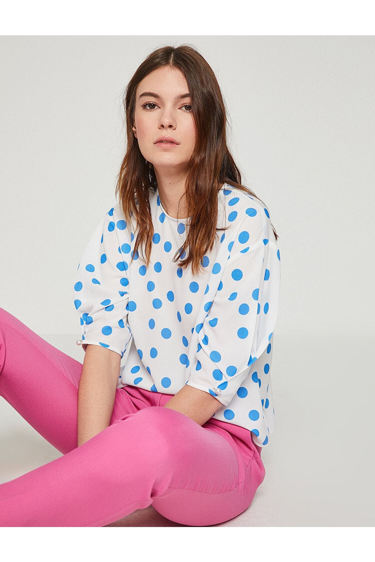Koton Bluse Blau Relaxed Fit Fast ausverkauft