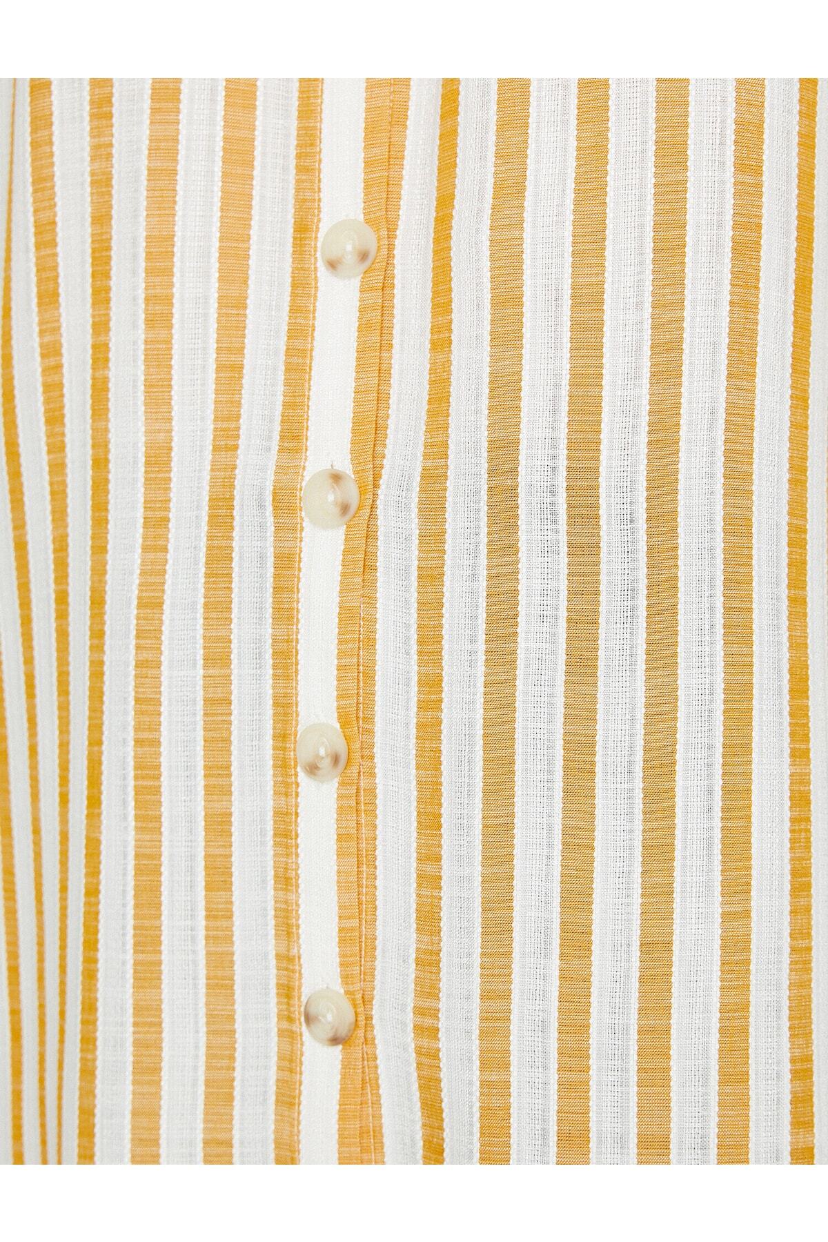 Koton-Short Sleeve Off Shoulder Striped Blouse 6