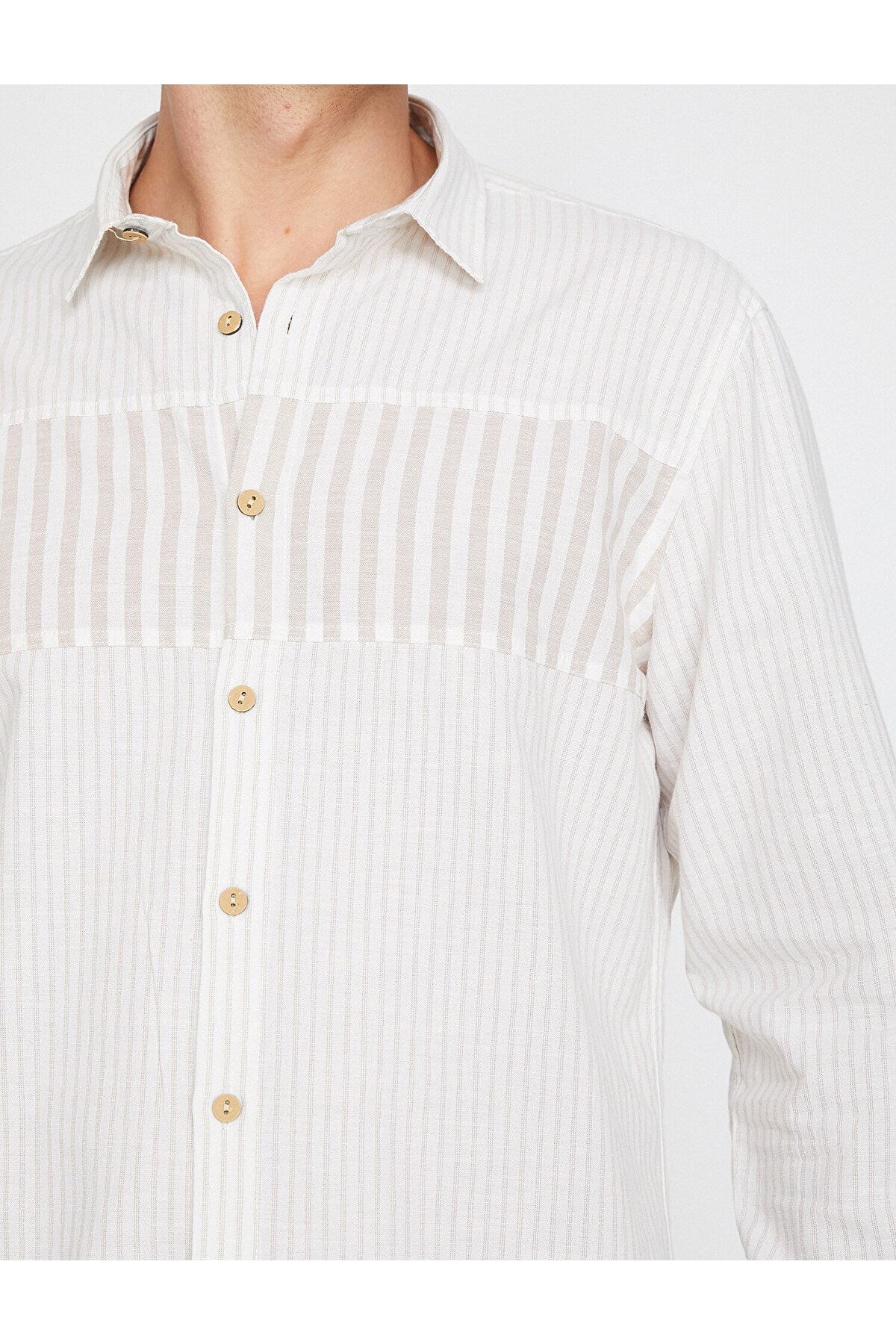 Koton-Striped Casual Shirt with Epaulettes 5