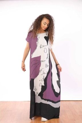 Lamia Donna Crep Kumaş Dijital Kız Baskılı Elbise 1525142280001