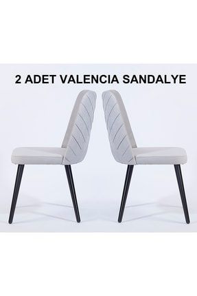 2 Adet Valencia Yemek Odası Sandalyesi - Ahşap Ayaklı - Silinebilir Kumaş VLNCAHSKMS